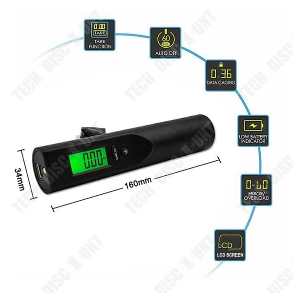 TD® Bärbar 50 kg tre-i-ett ficklampa bagagevåg usb-gränssnitt mobil ström bärbar elektronisk våg elektronisk våg