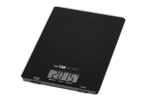 Clatronic KW 3626, Elektronisk kjøkkenvekt, 5 kg, 1 g, Sort, Glass, Benkeplate