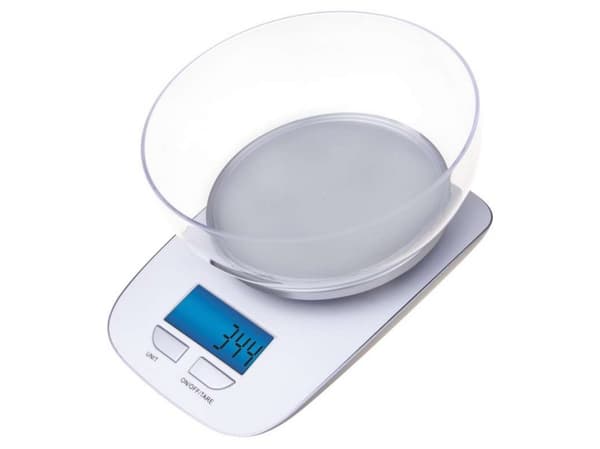 Emos 2617001600, Elektronisk köksvåg, 5 kg, 1 g, Vit, Plast, g, kg, lb, oz
