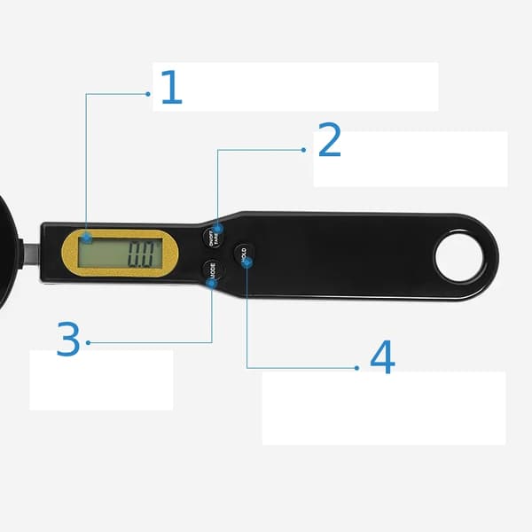 KØKKENVÆGT Håndske med PRÆCISIONSMÅLING LCD-display Sort