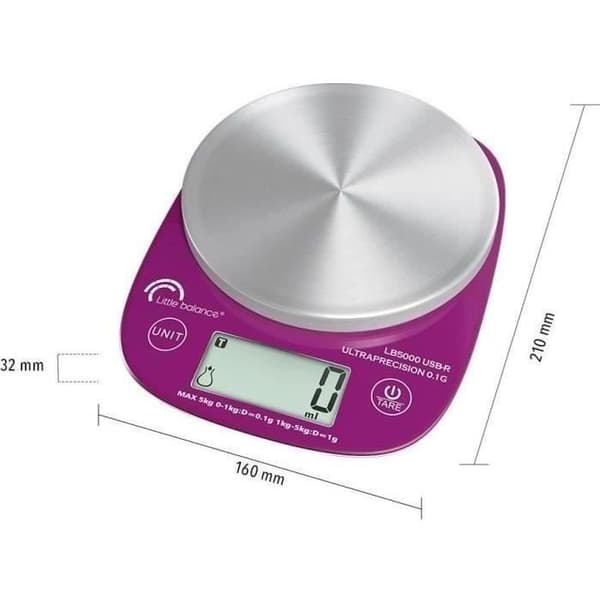 Køkkenvægt - LB 5000 Pro Inox 5.1 - Ultrapræcision - USB - Kan repareres LITTLE BALANCE