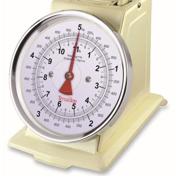 Mekanisk køkkenvægt - TERRAILLON - TRAD 500 Creme - Kapacitet 5 kg - Retro stil - 1 l skål