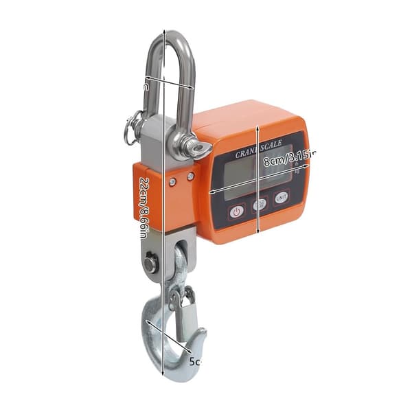 Kannettava elektroninen nostovaaka, 500 kg kapasiteetti, HD LCD-näyttö,Oranssi
