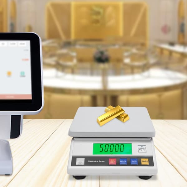Elektronisk våg, hög noggrannhet 0,1 g, maximal kapacitet 7,5 kg, användarvänlig LCD-skärm