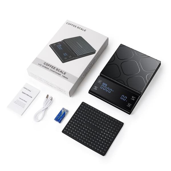 INF Sort genopladelig kaffevægt med timer - 3 kg/0,1 g 3kg/0.1g