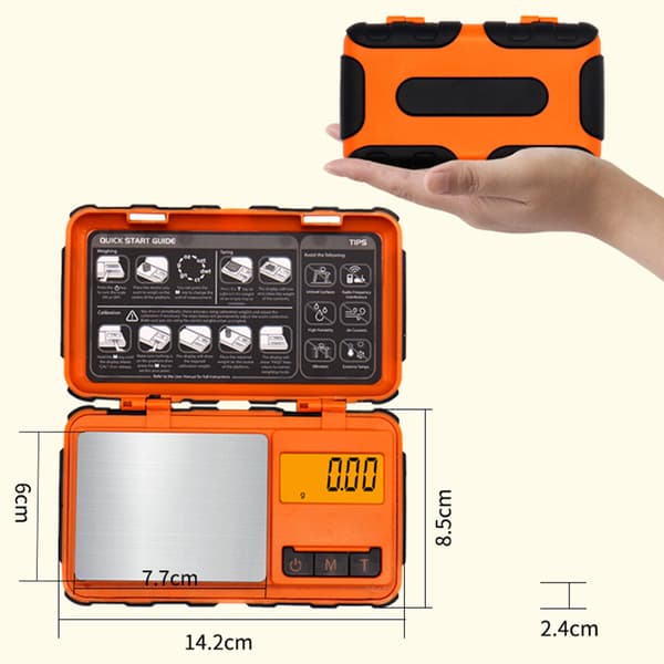 INF Erittäin tarkka taskuvaaka - 200g kapasiteetti, 0,01g tarkkuus Oranssi