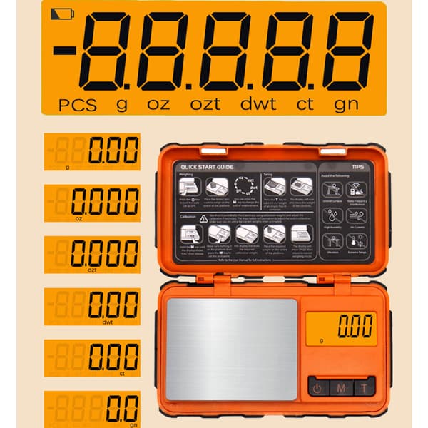 INF Erittäin tarkka taskuvaaka - 200g kapasiteetti, 0,01g tarkkuus Oranssi
