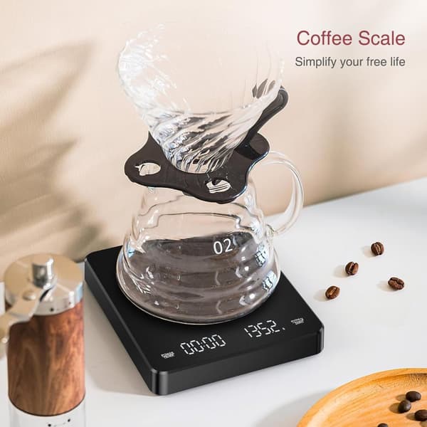 OBOSOE Högprecision USB-laddningsbar digital kaffevåg med timer – för espresso, pour-over och hembakning