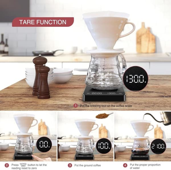 OBOSOE Högprecision USB-laddningsbar digital kaffevåg med timer – för espresso, pour-over och hembakning