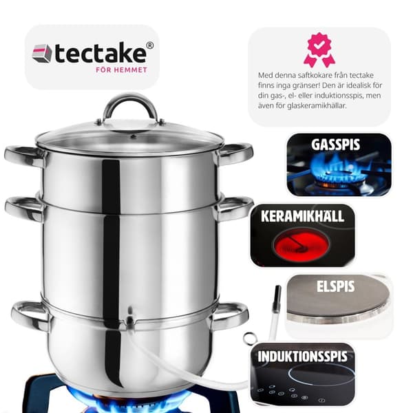 Saftmaja Saftkokare 15 liter, rostfritt stål Ø 26cm - silver