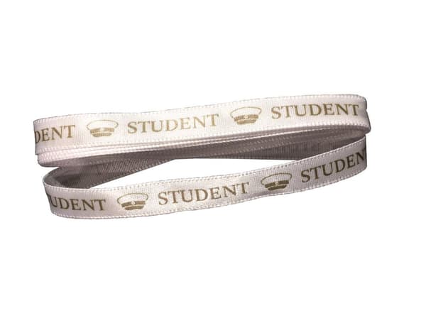 Band Studentband vitt/guld 3 meter