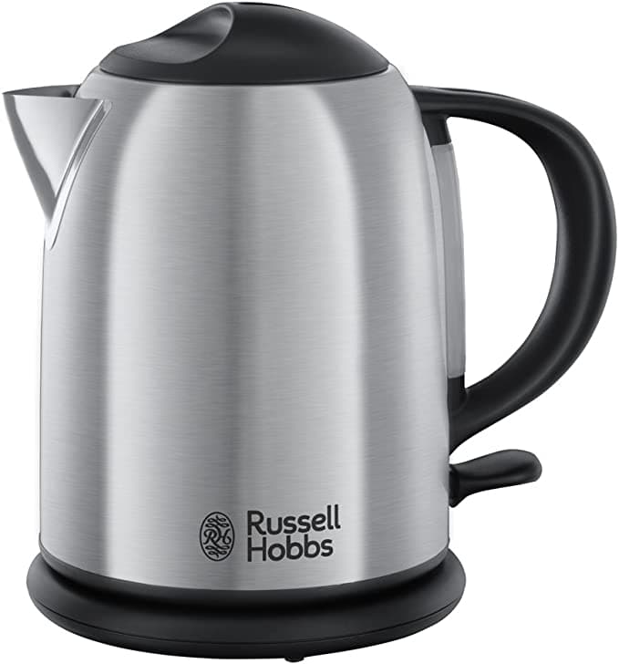 Russell Hobbs Adventure kompakt vattenkokare, 1.0l, 2200W, snabbkokningsfunktion, rostfritt stål, vattennivåindikator, resevattenkokare, 20195-70