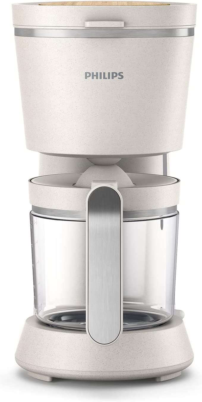 Philips Kaffebryggare - Eco Conscious Edition, 1.2L Glaskanna, Upp till 15 Koppar, Tillverkad av Använd Matolja, Silkesvit Matt (HD5120/00)