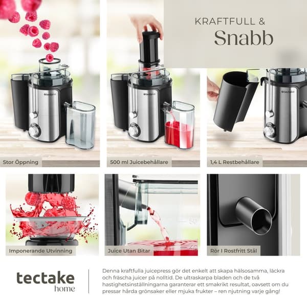 Juicepress Frufi, 2 hastighetslägen, rostfritt stål, 600W - silver