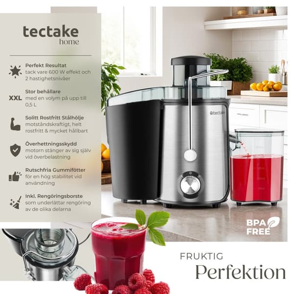 Juicepress Frufi, 2 hastighetslägen, rostfritt stål, 600W - silver