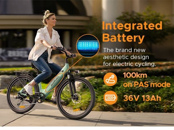 HillMiles Mile City 1 Sähköpyörä Aikuisille 250W, 36V, 13 Ah Akku, Naisten Sähköpyörä, 26 Tuuman Rengas, Kaupunkisähköpyörä