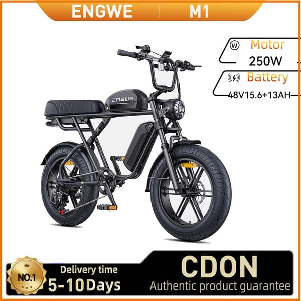 ENGWE M1 Elcykel för vuxna 250W motor Elcykel 48V 15.6+13AH batteri Herr El-Mountainbike 20 tum Feta däck Herr Elcykel