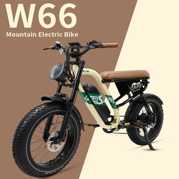 ONESPORT W66 Elcykel För Vuxna 500W Motor Elcykel 48V 13.5Ah Batteri herr Elcykel 20 Tum Feta Däck Herr El-mountainbike