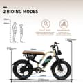 Miniatyrbild 9 av 11: ONESPORT W66 Elcykel För Vuxna 500W Motor Elcykel 48V 13.5Ah Batteri herr Elcykel 20 Tum Feta Däck Herr El-mountainbike