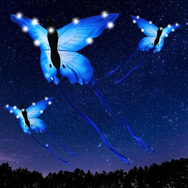 KITE XXL Butterfly SININEN Hehkuva LED 150cm