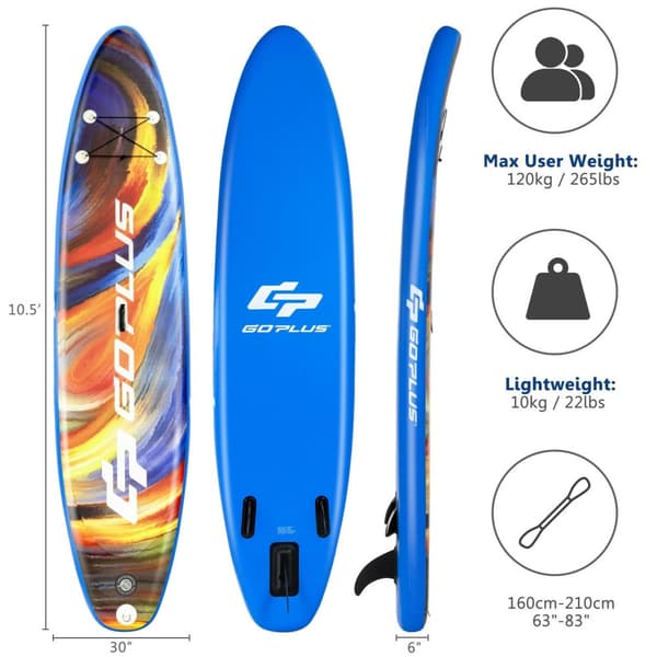 Uppblåsbar Stand Up Paddle Board, M, 10.5'x30"x6", Blå