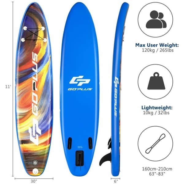Uppblåsbar Stand Up Paddle Board, Pump-L, 10,5'x30"x6", Blå