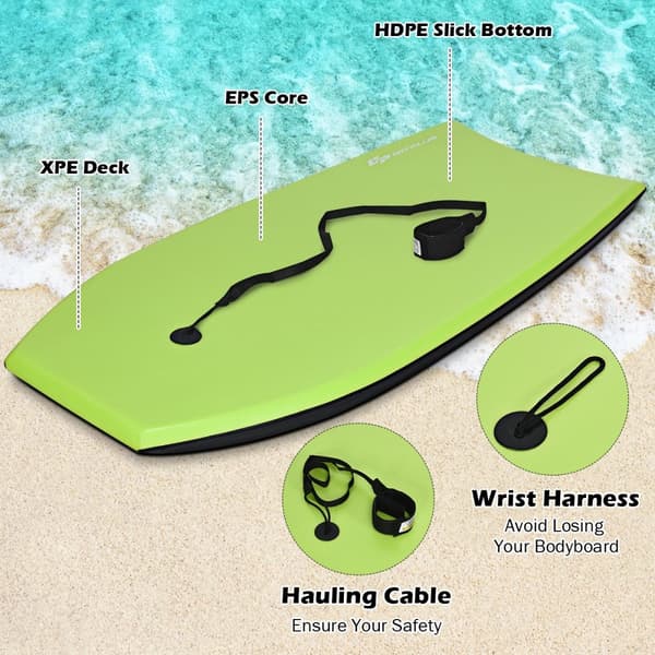 Bodyboard, Super Surfing Lättviktsbodyboard med koppel-L, 37"x19"x2.36"