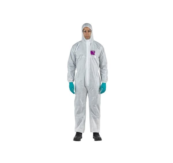 Engangs kjeledress Ansell Alphatec Plus 1500, type 5/6, hvit, størrelse L