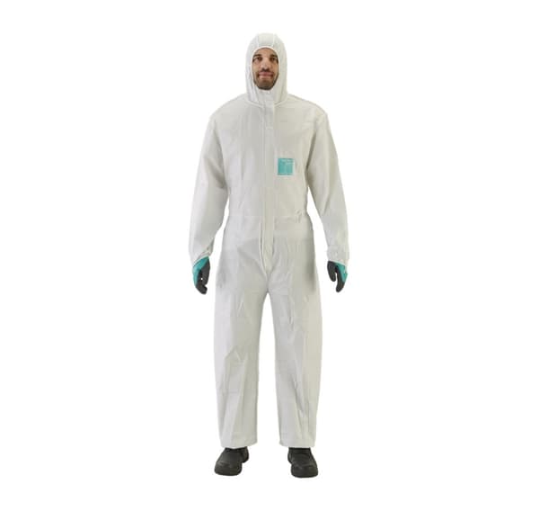 Engangs kjeledress Type 5/6 Ansell Alphatec 2000 Comfort, hvit/blå, beatable helrygg, størrelse XXL