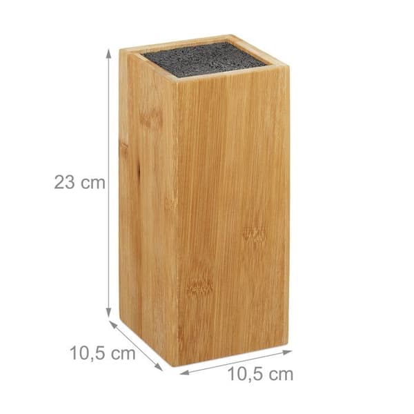 Relaxdays Knivförvaring, bambu, ogarnad, med infällning i plaststänger, universell, 23x10,5x10,5 cm, natur