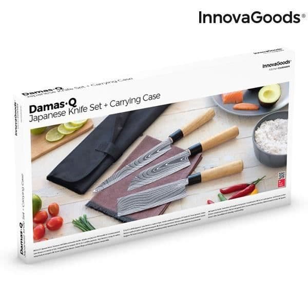 InnovaGoods Damas·q japansk knivset med väska 4 delar