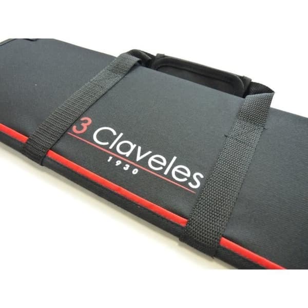 Köksfodral - 3 Claveles - 10 knivar - Tillbehörsfickor - Förstärkt rem - Blad max 34cm