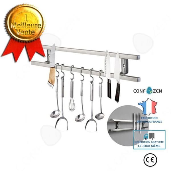 Magnetisk knivblock C® 450x60x23mm väggmonterad Dubbelstång knivblock för knivar och köksredskap
