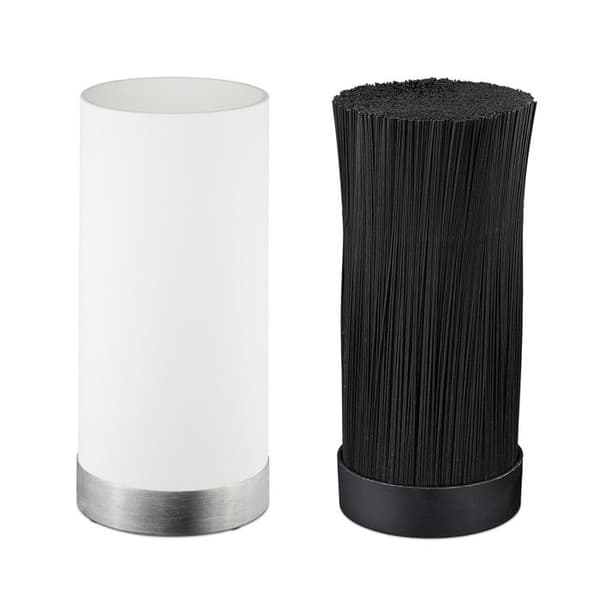 Relaxdays knivställ, runt, knivblock utan innehåll, med insats i plaststänger, H x D 22 x 11 cm, vit
