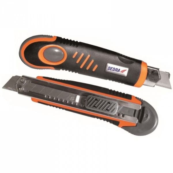 Dedra - M9029 - Kniv med gummihandtag 18 mm 3 blad ingår ()