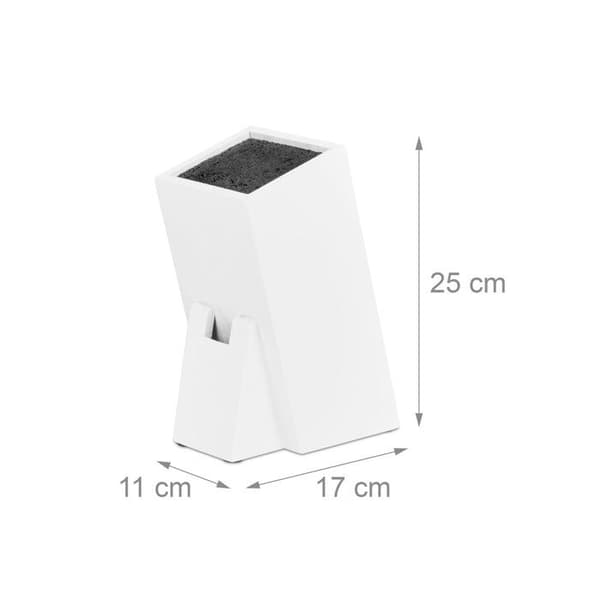 Relaxdays Bambu knivblock i trä knivhållare 6 knivar för förvaring av bestick för kök, HxBxD 25x11x17 cm, vit
