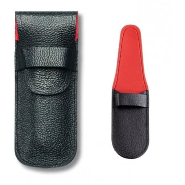 Victorinox Swiss Army Victorinox svart läderfodral med spänne fodrad klaff / röd