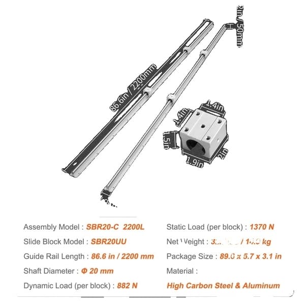 Lineær Førings Skinnesæt, Høj Præcision, DIY CNC Router Maskiner, 20mm-1500mm 20mm-2200mm