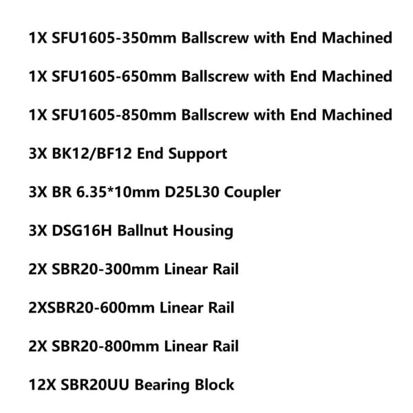 CNC Linjär Guide Kit, Flera Längder Linjära Skenor, SFU1605 Kullskruvar,SFU1605 350 650 850