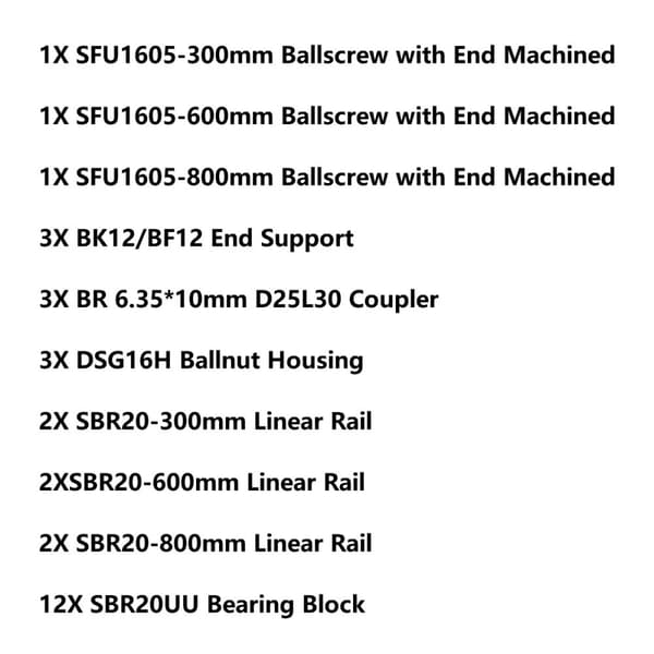 CNC Linjär Guide Kit, Flera Längder Linjära Skenor, SFU1605 Kullskruvar,SFU1605 300 600 800
