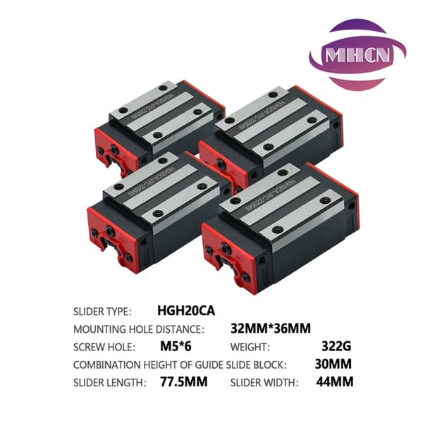 Linjär guidningsblock, jämn glidning, kompatibilitet med CNC-router, 4PCS HGH20CA