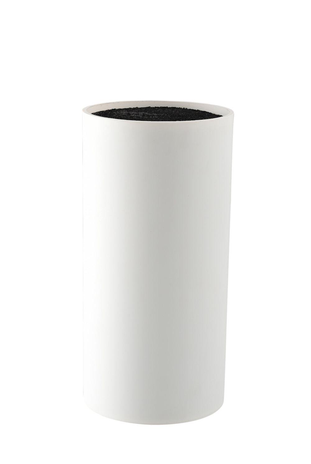 Knivblock vit med borst gummerad yta höjd 22,5 cm