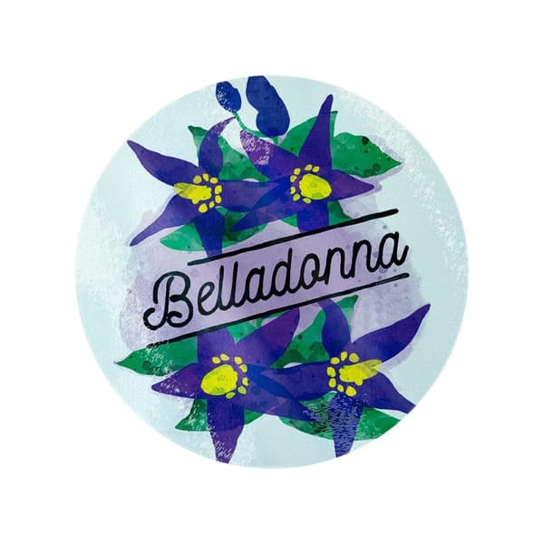 Deadly Detox Belladonna Circular Glass Chopping Board Purple One Size