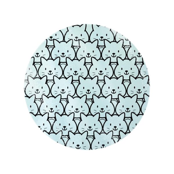 Grindstore Because Cats Circular Glass Chopping Board Blue One Size