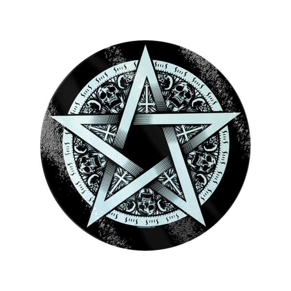 Grindstore Pentagram Star Circular Glass Chopping Board Black/White One Size