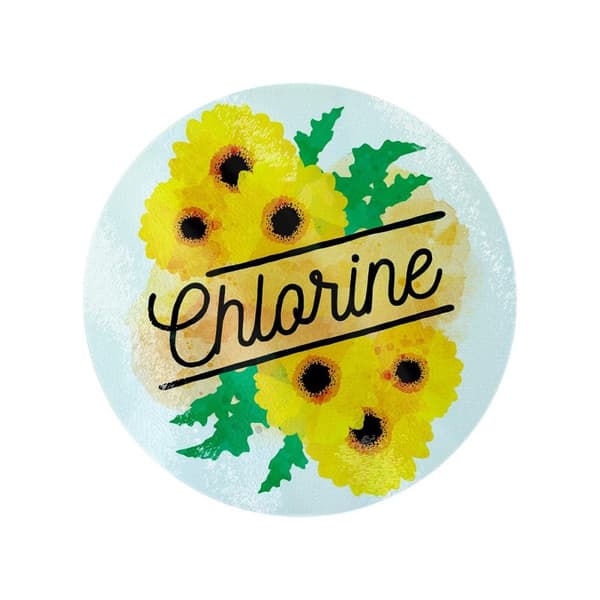 Deadly Detox Chlorine Circular Glass Chopping Board Yellow One Size
