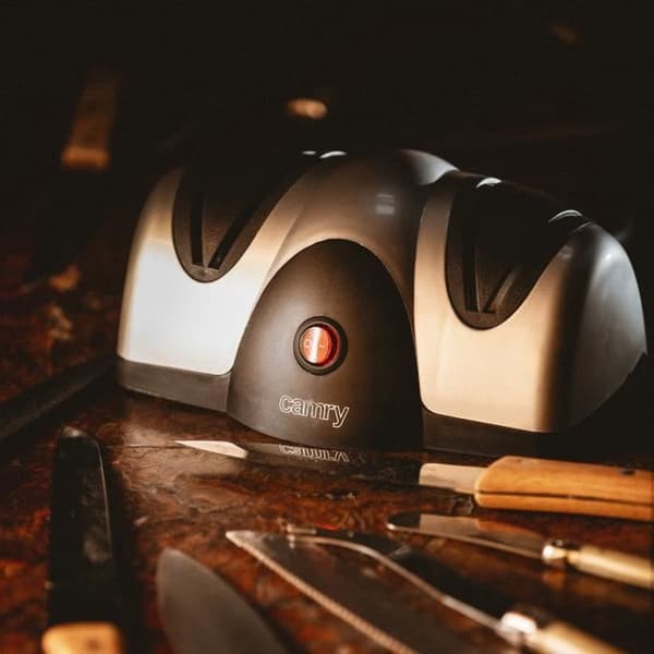 Professionell elektrisk knivslipare, vinkelguide 40W Camry CR4469 Grå 837607