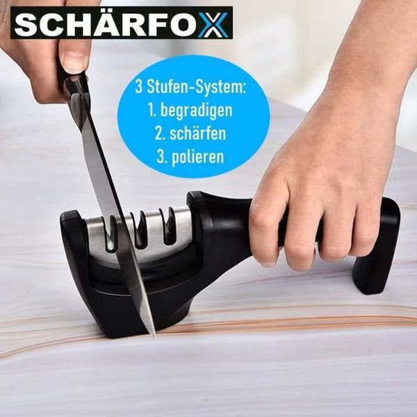 Knivslipare - MAVURA - SCHÄRFOX - 3 nivåer - Ergonomisk - Razor-Sharp Precision
