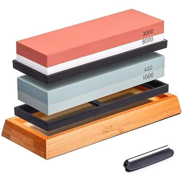 Bryne, knivslipsten 400-1000 och 3000-8000 4 i 1 med halkfri bambubas