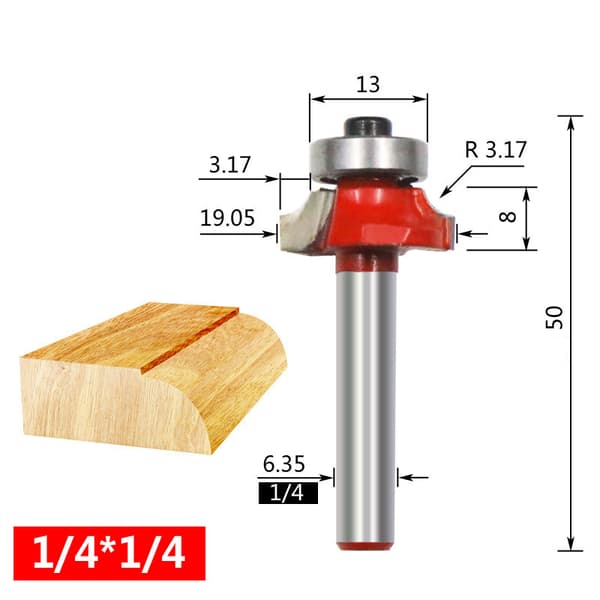 INF Afrunding overfræser 1/4"x1/4" (3,17 mm radius) - Træbearbejdning fræsebit